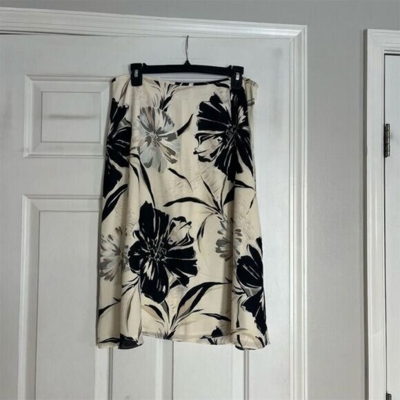 Dresses & Skirts - Talbots  Silk A-Line Skirt Size 14 Black Floral Knee Length